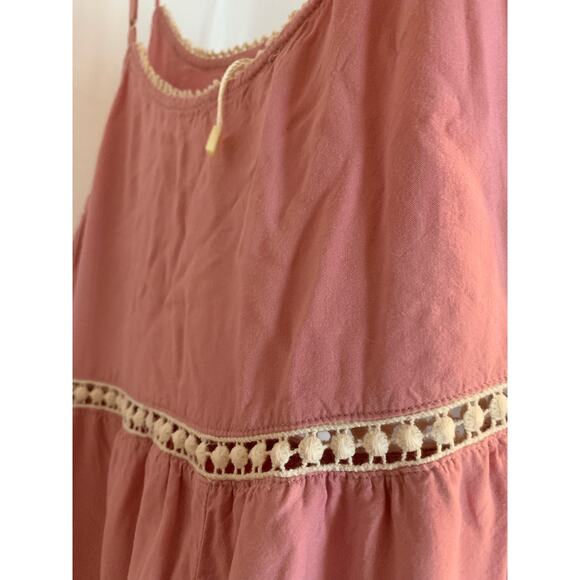 Esley Embroidered Rayon Pink Strappy Large Women's Spring Maxi Dress NWOT - Picture 4 of 8